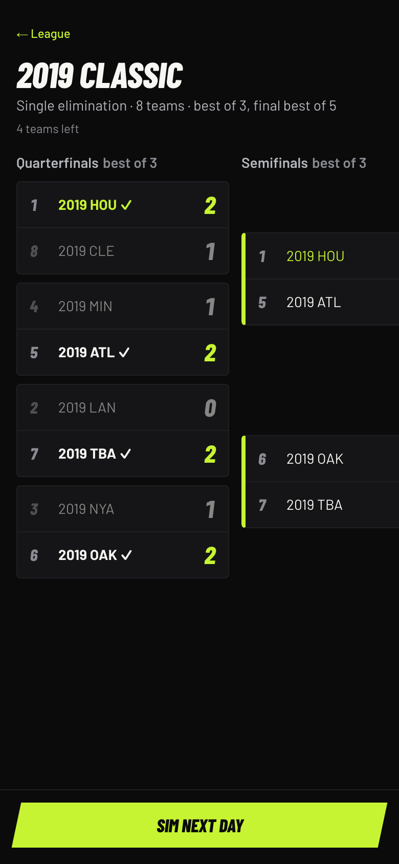 Tournaments in the app